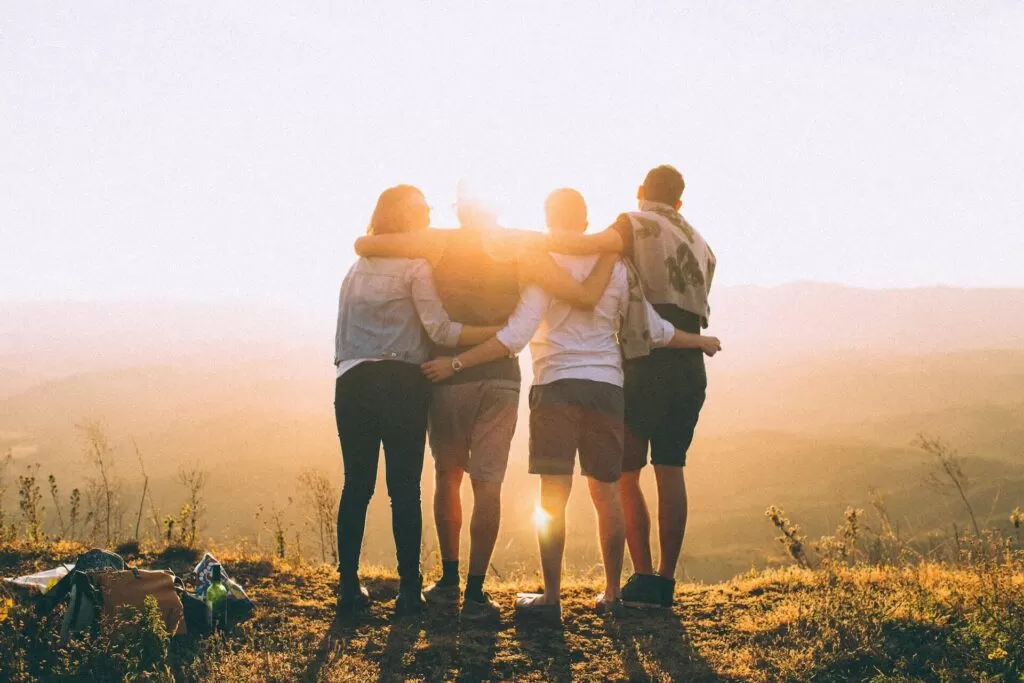 A group of friends enjoying sunset
