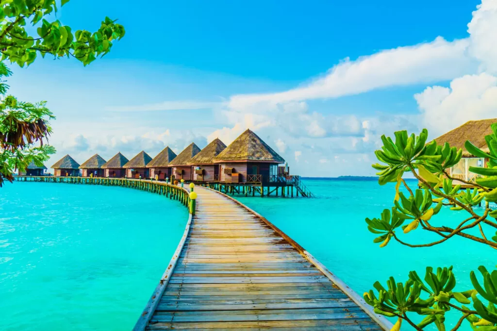 Overwater bungalows in Maldives